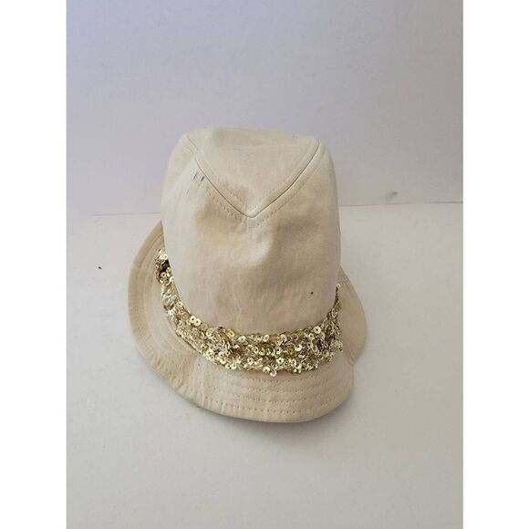Bebe Women's Natural Sequin Thread  Band Bucket Hat One Size - Picture 1 of 6